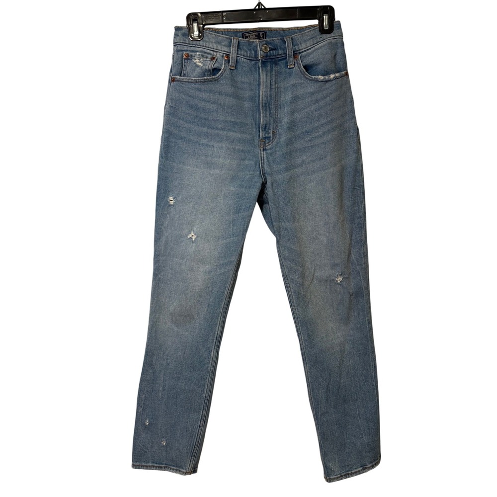 Abercrombie & Fitch Mom Jeans Womens 27/4R Light Blue Ultra High Rise Distressed